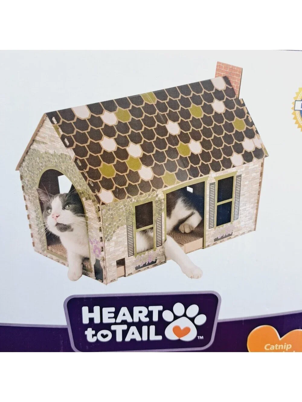 Cottagecore Farmhouse Cat or Small Pet House with Cardboard Scratching Boards